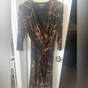 Ralph Lauren Black Dress with Gold Chain Design